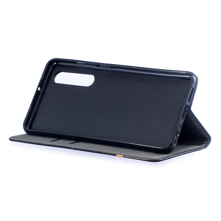 For Huawei P30 Cloth Texture Splicing PU Leather Phone Case with Card Holder - Black-6