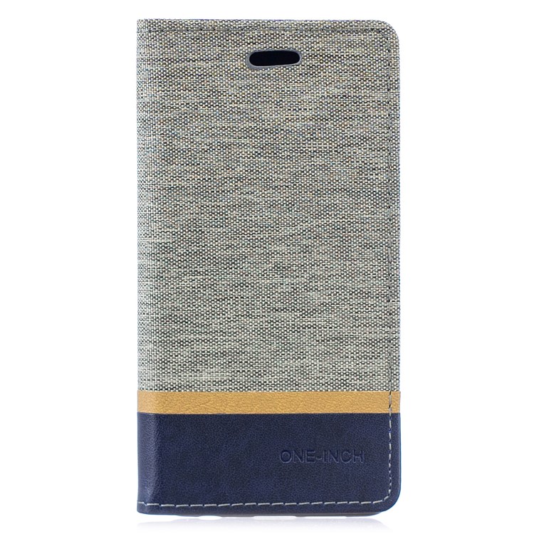 For Huawei P30 Cloth Texture Splicing PU Leather Phone Cover with Card Holder - Grey-1
