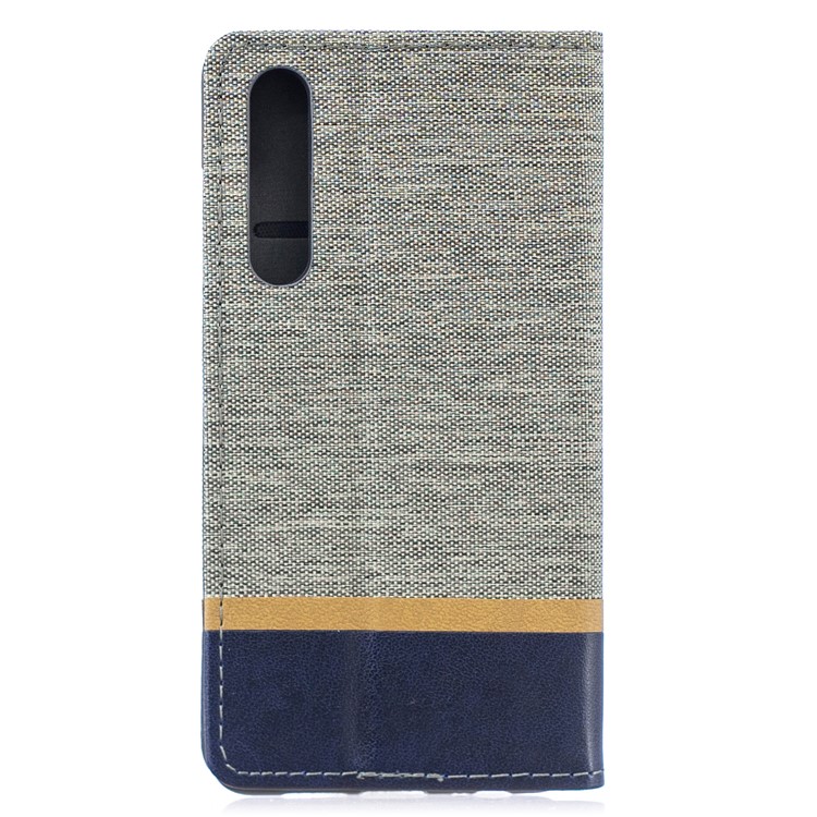 For Huawei P30 Cloth Texture Splicing PU Leather Phone Cover with Card Holder - Grey-2
