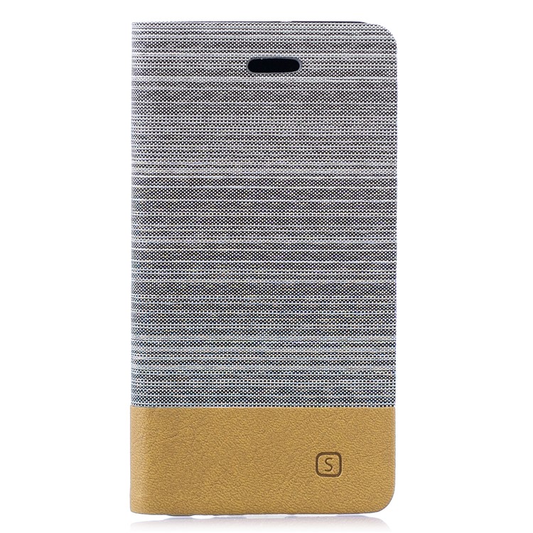 Bi-color Canvas Leather Card Holder Stand Case for Huawei P30 - Light Grey-1