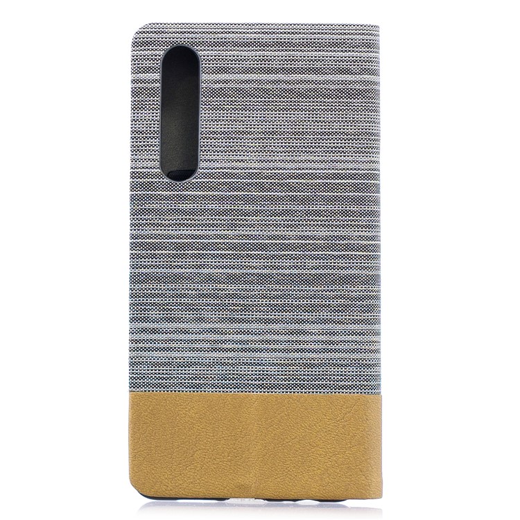 Bi-color Canvas Leather Card Holder Stand Case for Huawei P30 - Light Grey-2