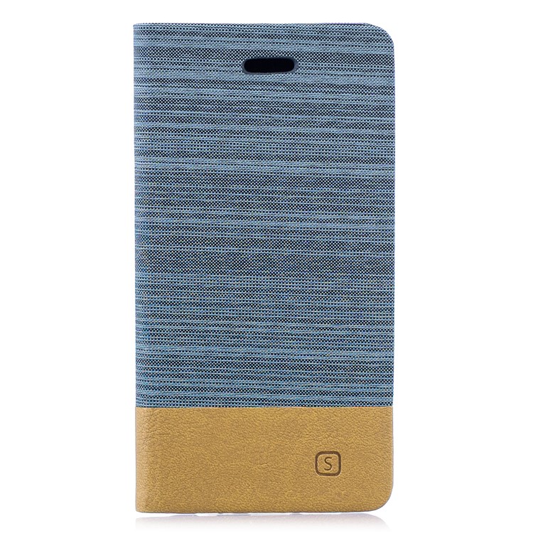 Bi-color Canvas Leather Card Holder Stand Shell for Huawei P30 - Baby Blue-1