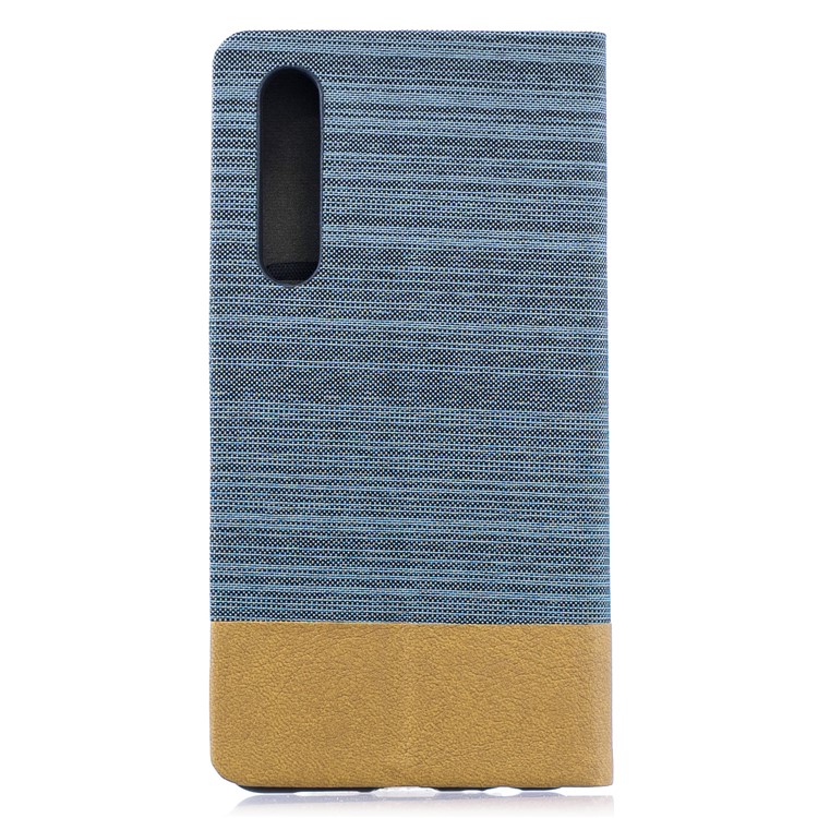 Bi-color Canvas Leather Card Holder Stand Shell for Huawei P30 - Baby Blue-2