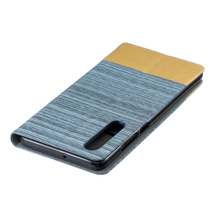 Bi-color Canvas Leather Card Holder Stand Shell for Huawei P30 - Baby Blue-5