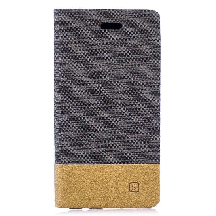Contrast Color Canvas Leather Card Holder Stand Mobile Phone Cover for Huawei P30 - Coffee-1