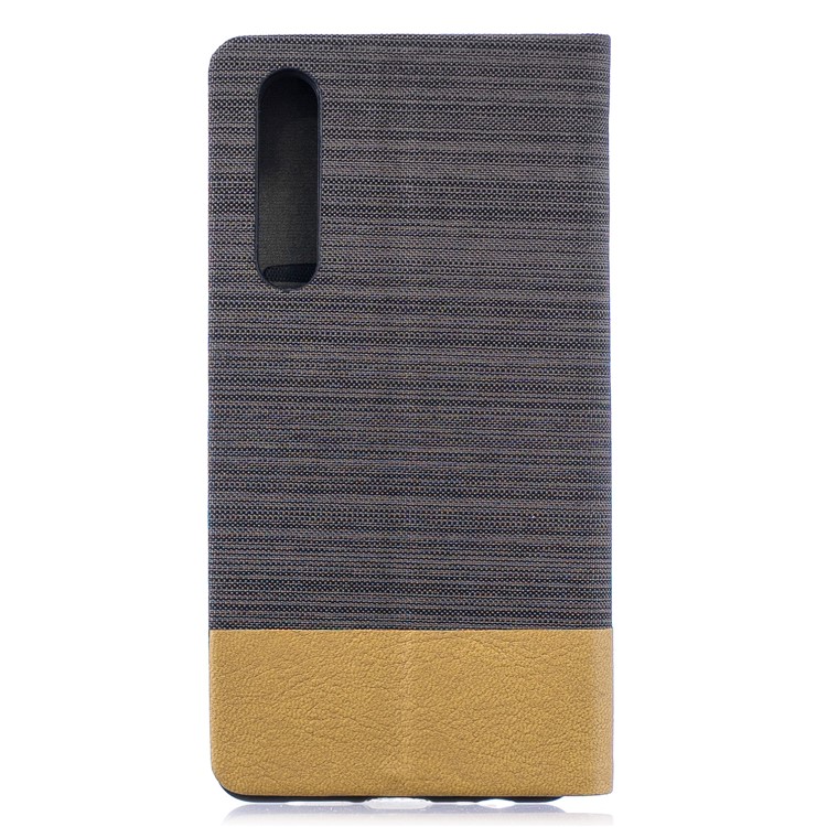 Contrast Color Canvas Leather Card Holder Stand Mobile Phone Cover for Huawei P30 - Coffee-2