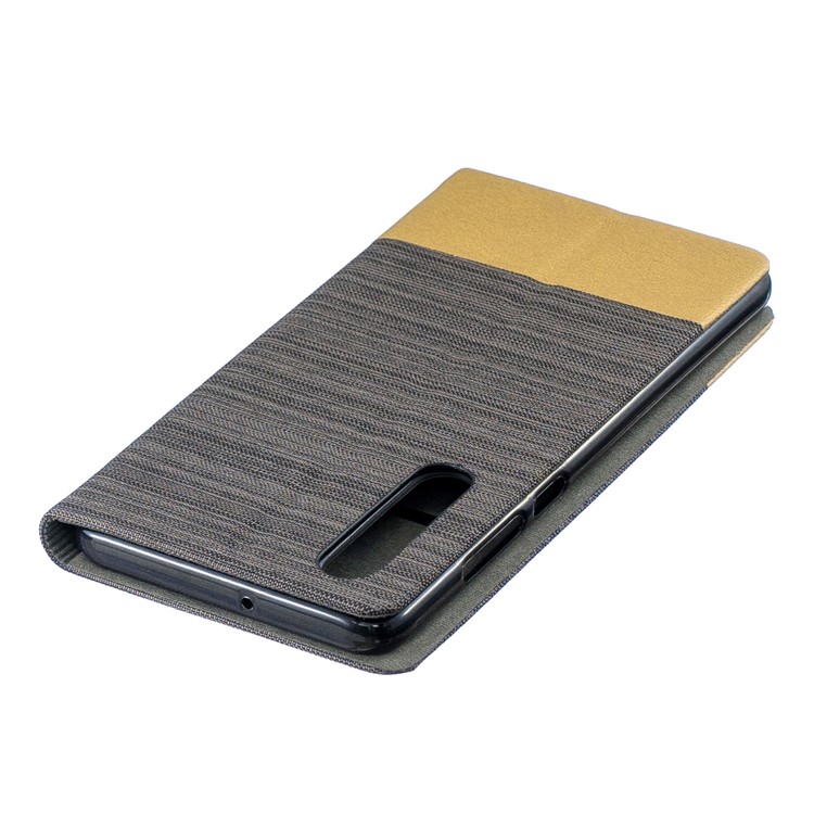 Contrast Color Canvas Leather Card Holder Stand Mobile Phone Cover for Huawei P30 - Coffee-4