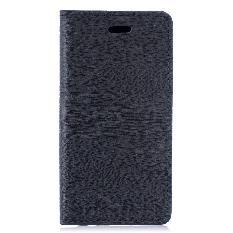 Auto-absorbed Wood Pattern PU Leather Mobile Cover with Stand for Huawei P30 - Black-1