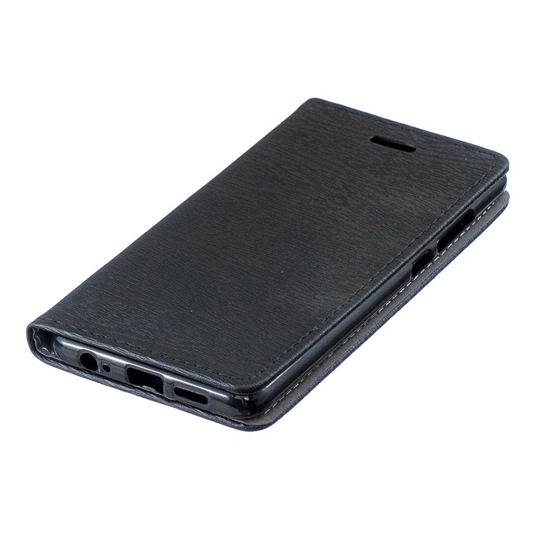Auto-absorbed Wood Pattern PU Leather Mobile Cover with Stand for Huawei P30 - Black-3