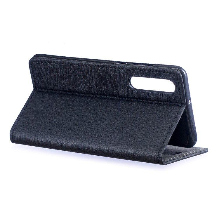 Auto-absorbed Wood Pattern PU Leather Mobile Cover with Stand for Huawei P30 - Black-5