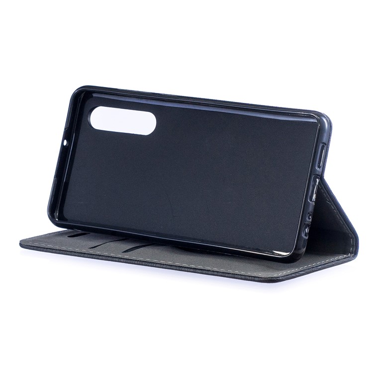 Auto-absorbed Wood Pattern PU Leather Mobile Cover with Stand for Huawei P30 - Black-6