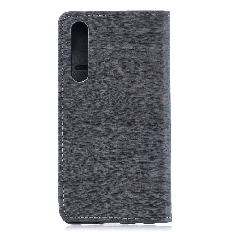 Auto-absorbed Wood Pattern PU Leather Mobile Case with Stand for Huawei P30 - Grey-2