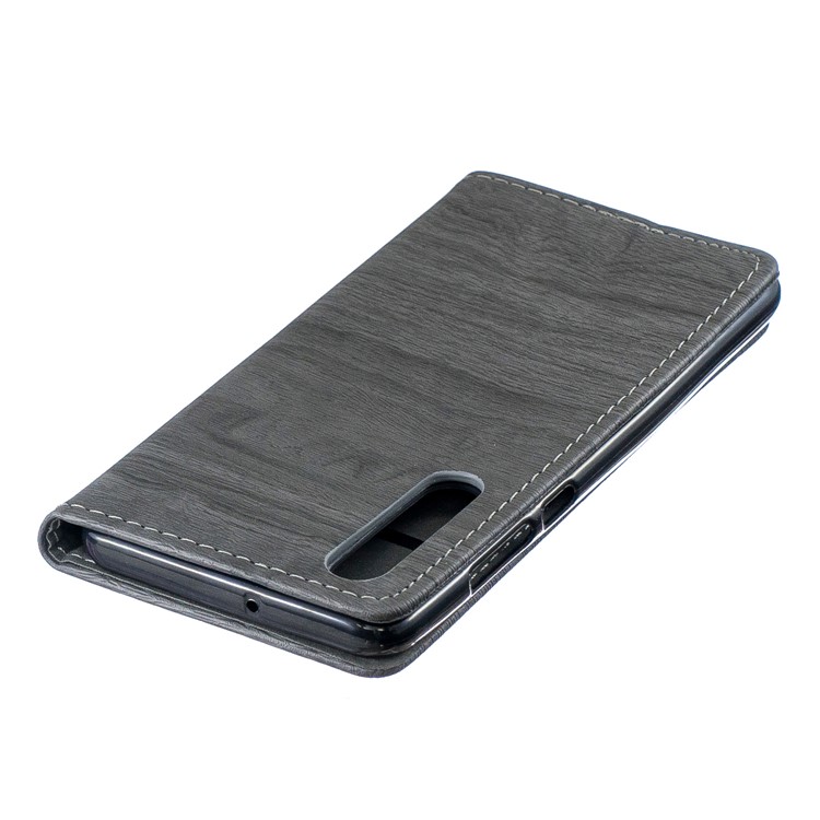Auto-absorbed Wood Pattern PU Leather Mobile Case with Stand for Huawei P30 - Grey-4