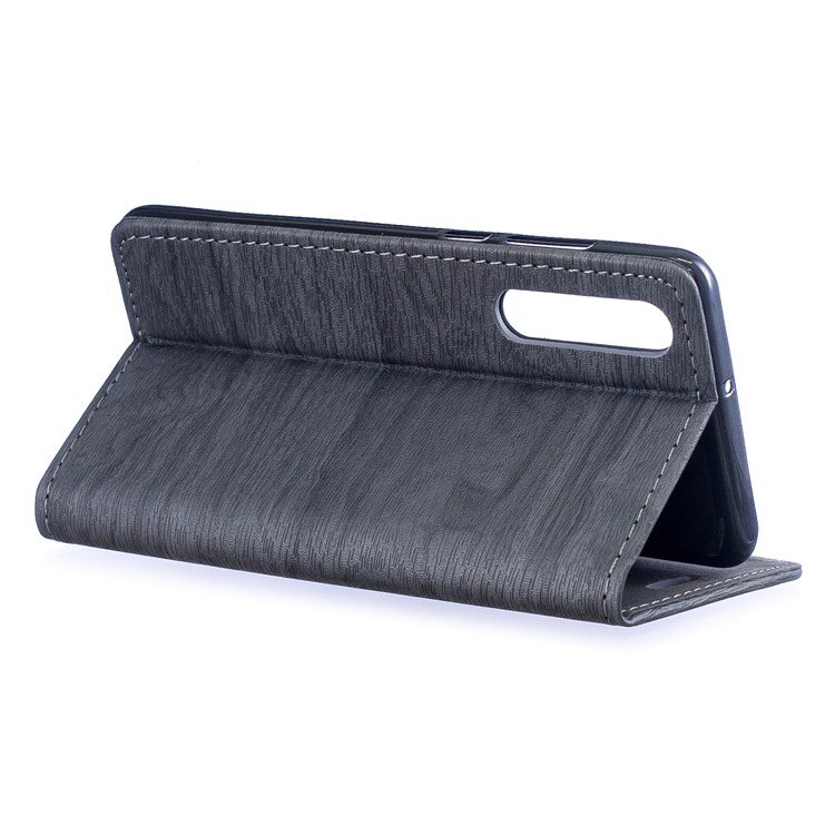 Auto-absorbed Wood Pattern PU Leather Mobile Case with Stand for Huawei P30 - Grey-5