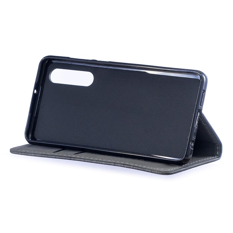 Auto-absorbed Wood Pattern PU Leather Mobile Case with Stand for Huawei P30 - Grey-6