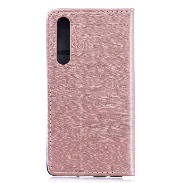 Auto-absorbed Wood Pattern PU Leather Mobile Shell with Stand for Huawei P30 - Rose Gold-2