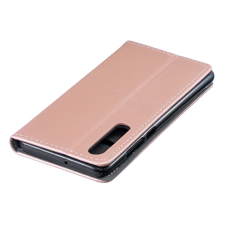 Auto-absorbed Wood Pattern PU Leather Mobile Shell with Stand for Huawei P30 - Rose Gold-4