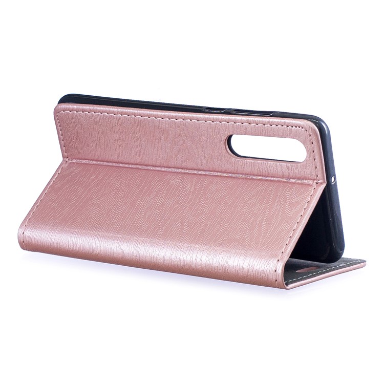 Auto-absorbed Wood Pattern PU Leather Mobile Shell with Stand for Huawei P30 - Rose Gold-5