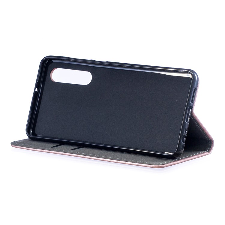 Auto-absorbed Wood Pattern PU Leather Mobile Shell with Stand for Huawei P30 - Rose Gold-6
