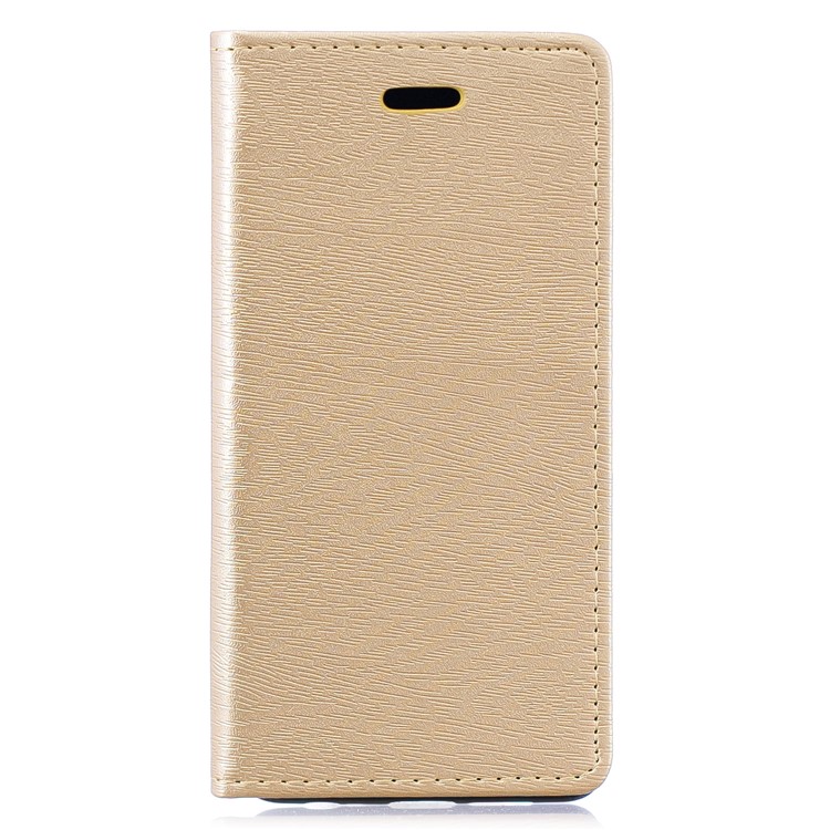 Auto-absorbed Wood Pattern PU Leather Mobile Casing with Stand for Huawei P30 - Gold-1