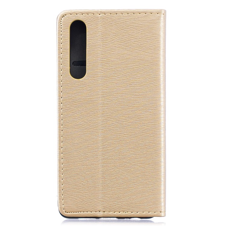 Auto-absorbed Wood Pattern PU Leather Mobile Casing with Stand for Huawei P30 - Gold-2