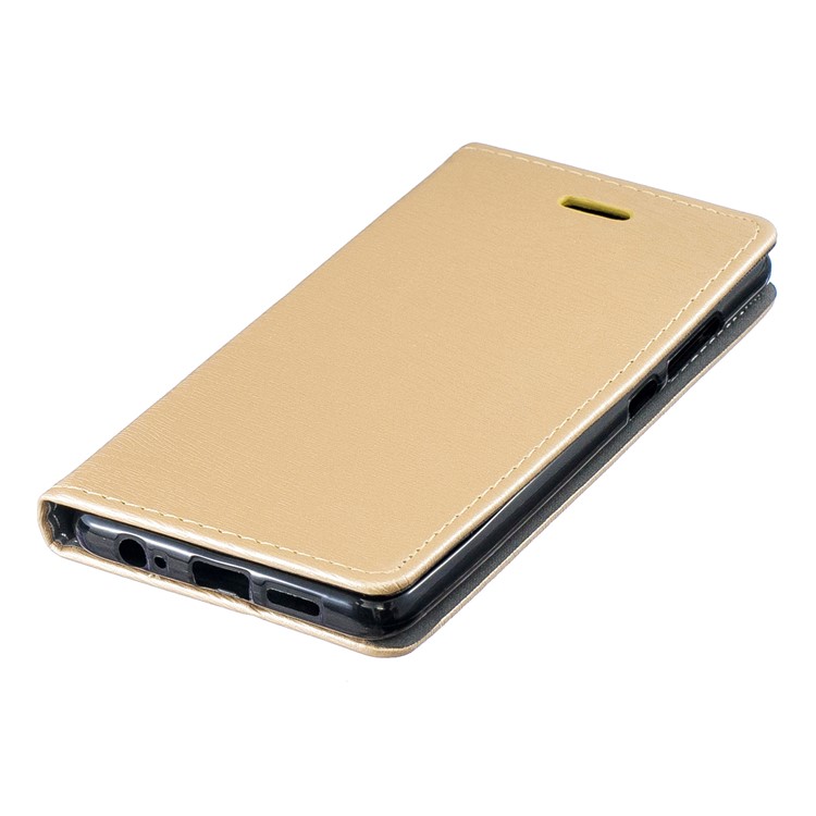 Auto-absorbed Wood Pattern PU Leather Mobile Casing with Stand for Huawei P30 - Gold-4