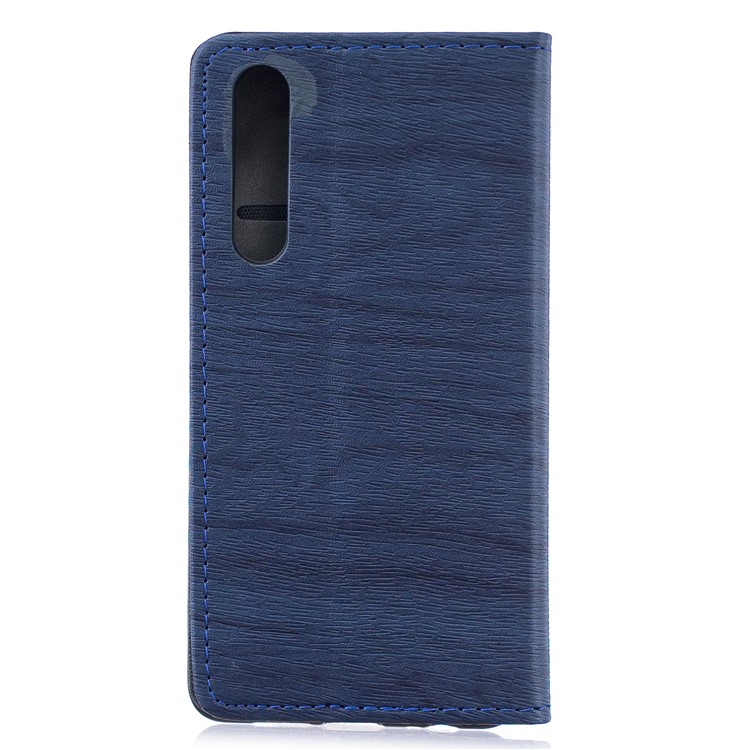 Auto-absorbed Wood Pattern PU Leather Cellphone Cover with Stand for Huawei P30 - Blue-2