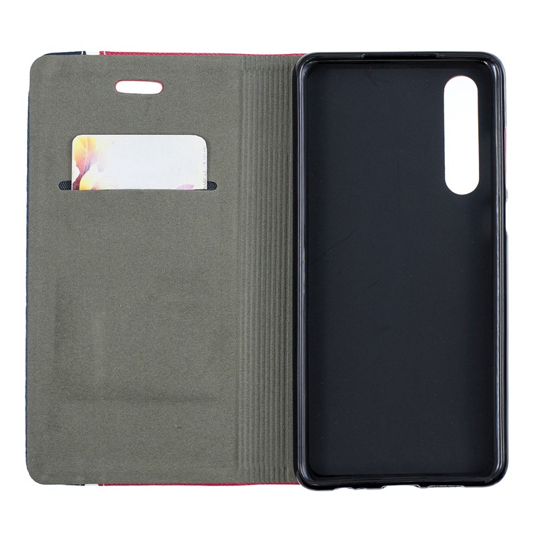 Contrast Color PU Leather Card Holder Cell Phone Case for Huawei P30 - Red-3
