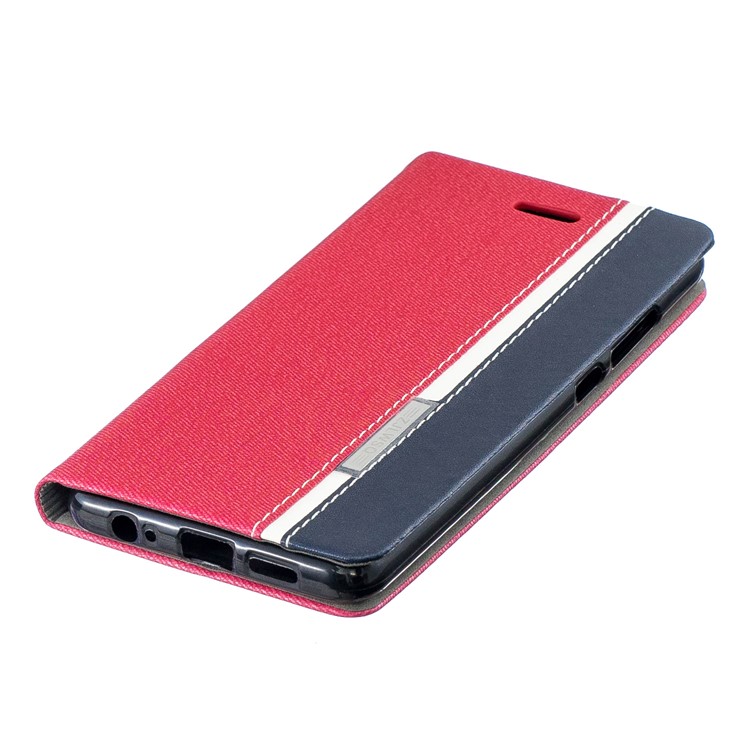 Contrast Color PU Leather Card Holder Cell Phone Case for Huawei P30 - Red-4