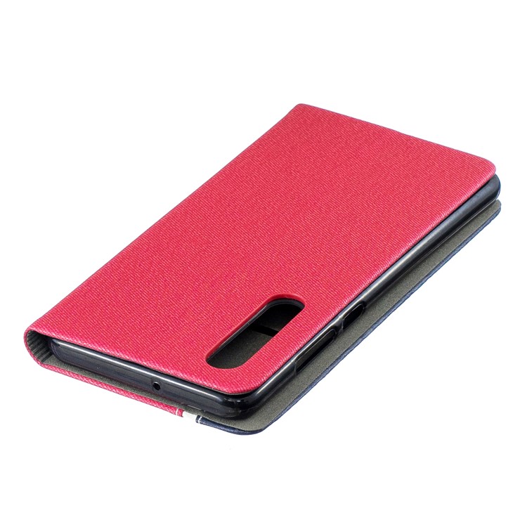 Contrast Color PU Leather Card Holder Cell Phone Case for Huawei P30 - Red-5