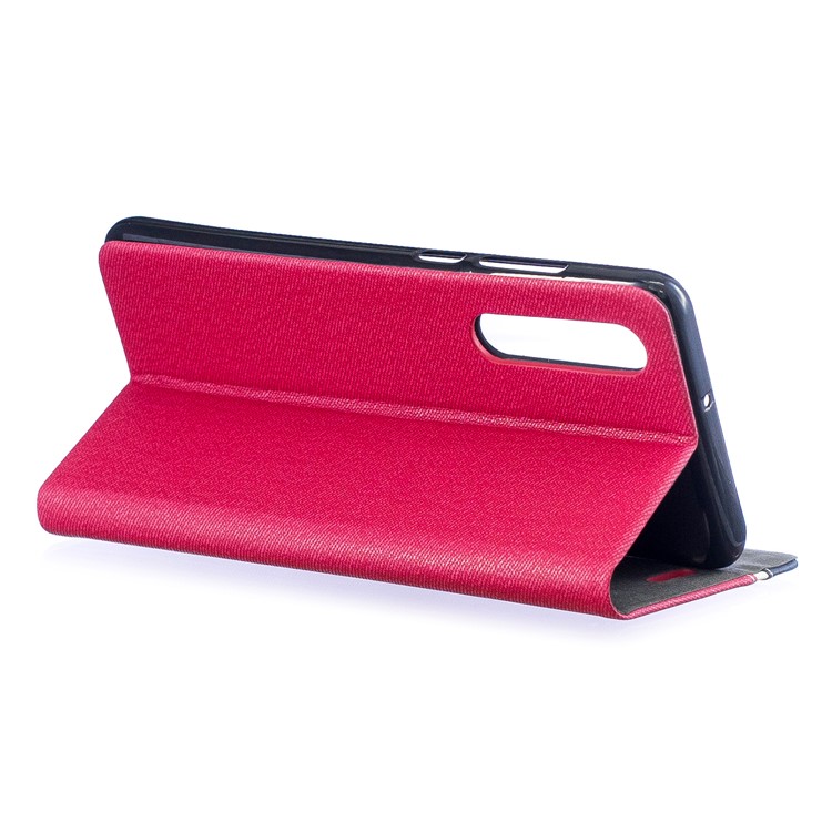 Contrast Color PU Leather Card Holder Cell Phone Case for Huawei P30 - Red-6