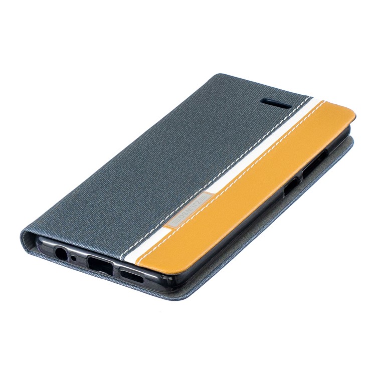 Two Tone PU Leather Card Slot Phone Case for Huawei P30 - Blue-3