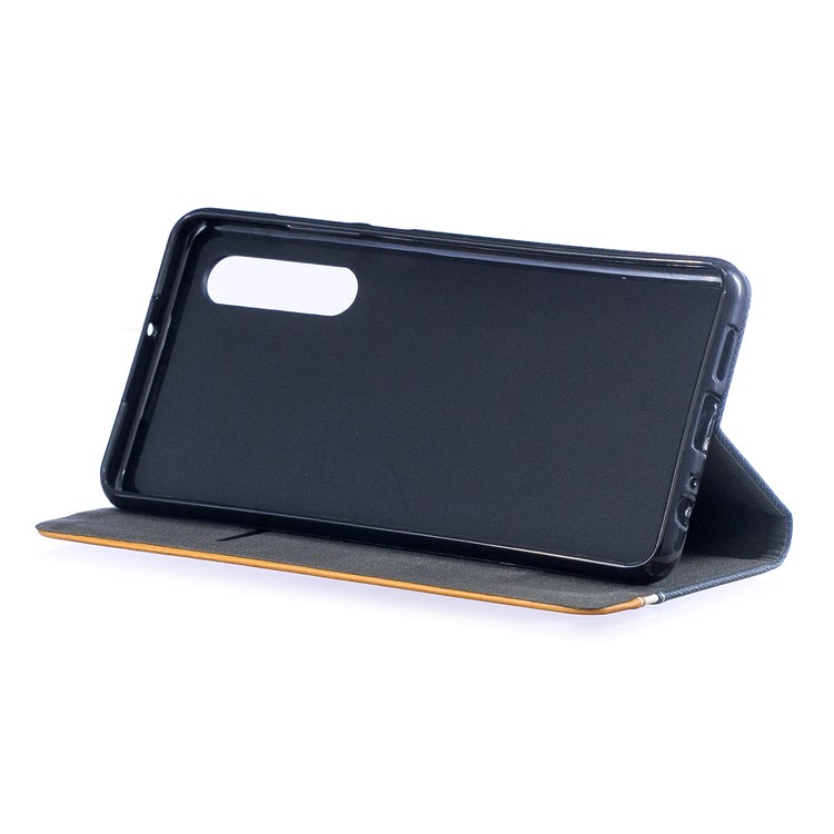 Two Tone PU Leather Card Slot Phone Case for Huawei P30 - Blue-6