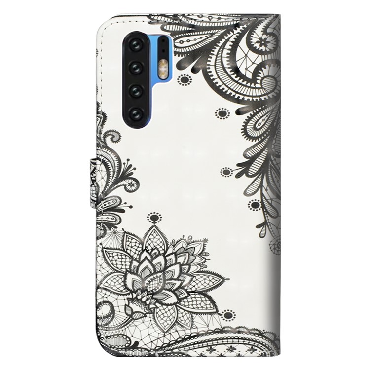 For Huawei P30 Pro Light Spot Decor Patterned Leather Wallet Phone Casing - Lace Flower-4