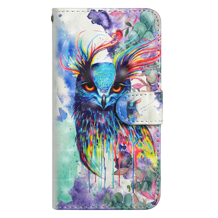 For Huawei P30 Pro Light Spot Decor Patterned Leather Wallet Magnetic Cover - Colorful Owl-1