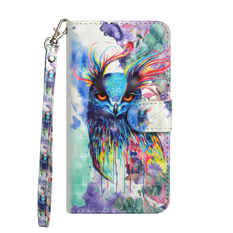 For Huawei P30 Pro Light Spot Decor Patterned Leather Wallet Magnetic Cover - Colorful Owl-2