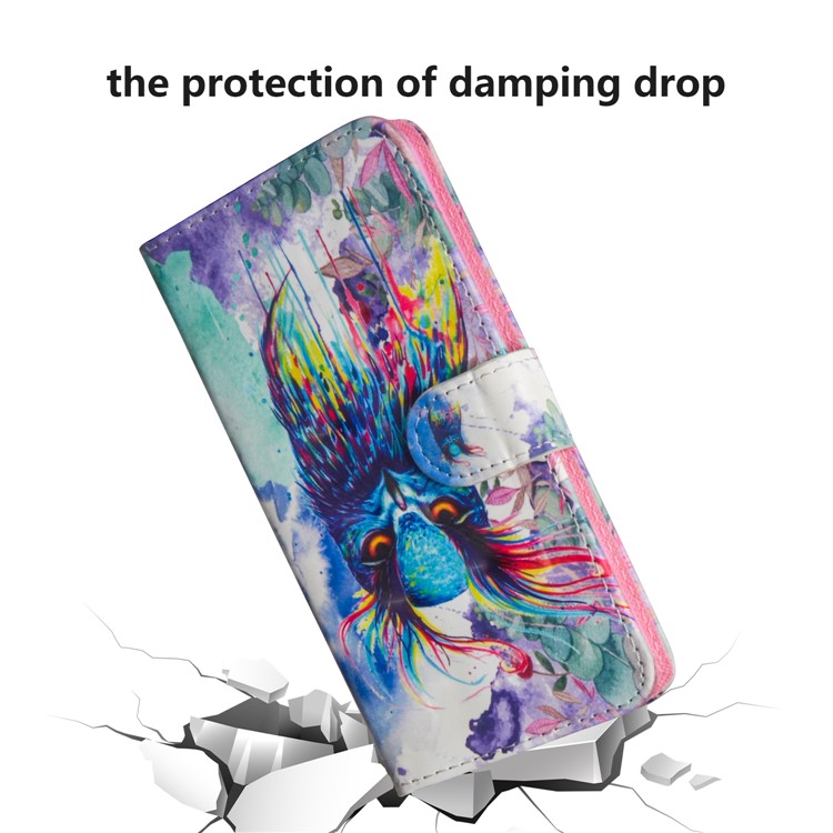 For Huawei P30 Pro Light Spot Decor Patterned Leather Wallet Magnetic Cover - Colorful Owl-5