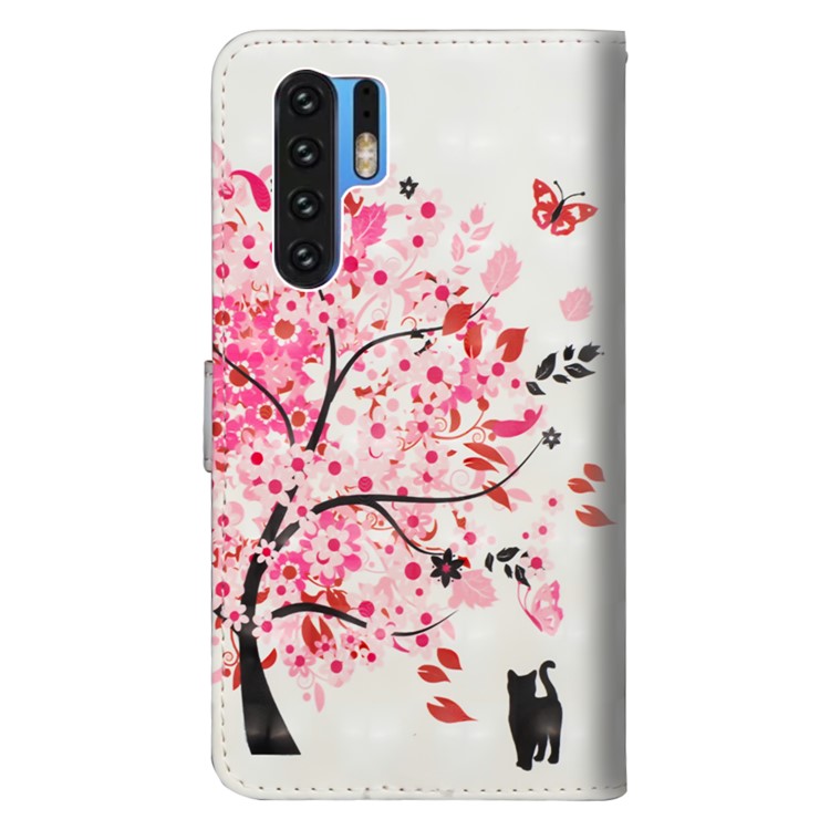For Huawei P30 Pro Light Spot Decor Patterned PU Leather Case Accessory - Flowered Tree-4