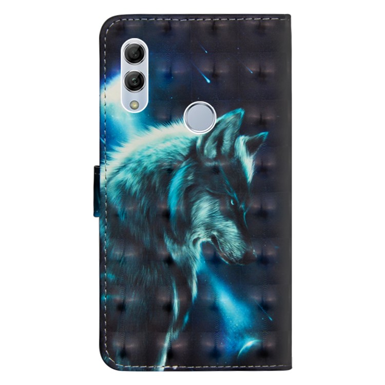 Pattern Printing Light Spot Decor Leather Wallet Cover for Huawei Honor 10 Lite / P Smart (2019) - Wolf-4