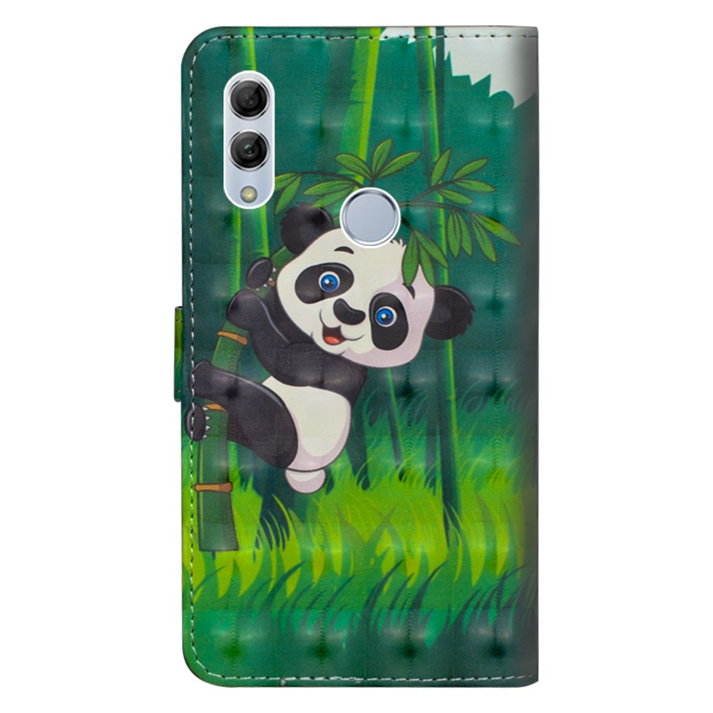 Pattern Printing Light Spot Decor Leather Wallet Shell for Huawei Honor 10 Lite / P Smart (2019) - Panda Climbing Bamboo-4