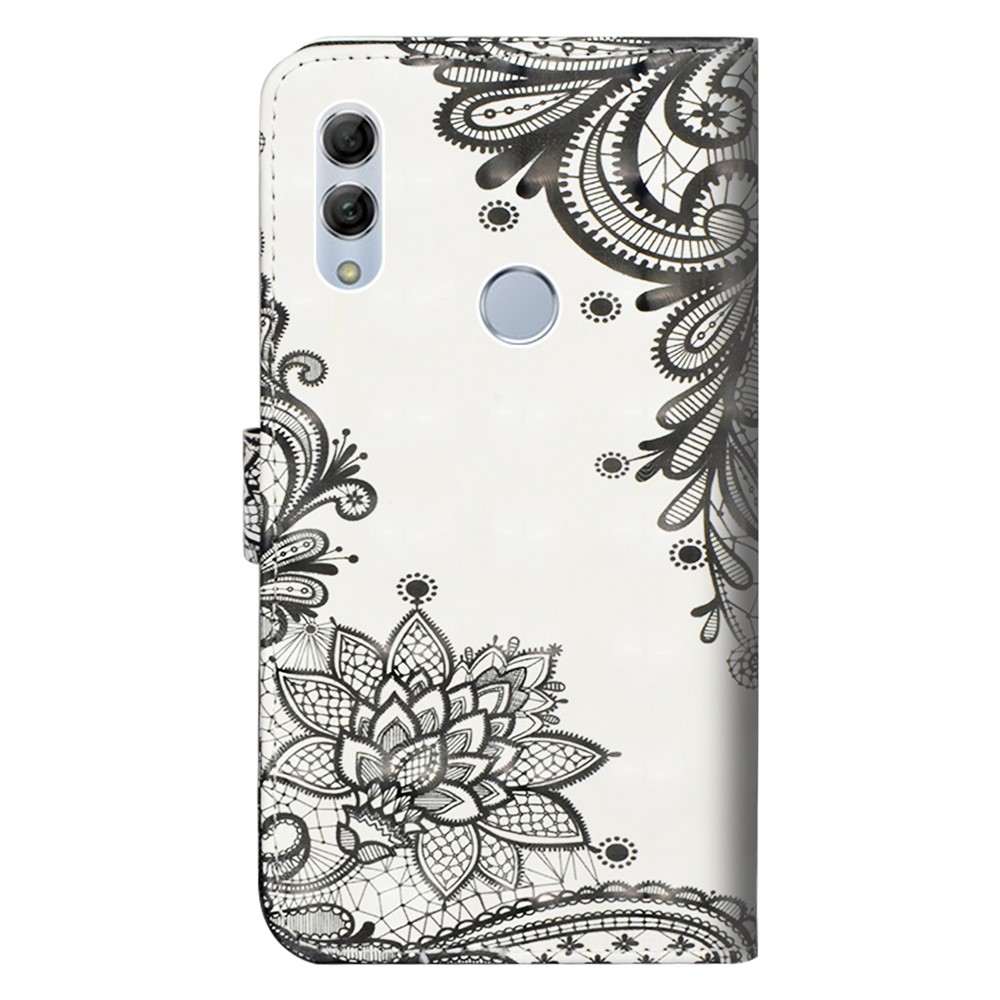Pattern Printing Light Spot Decor Leather Wallet Casing for Huawei Honor 10 Lite / P Smart (2019) - Lace Flower-4