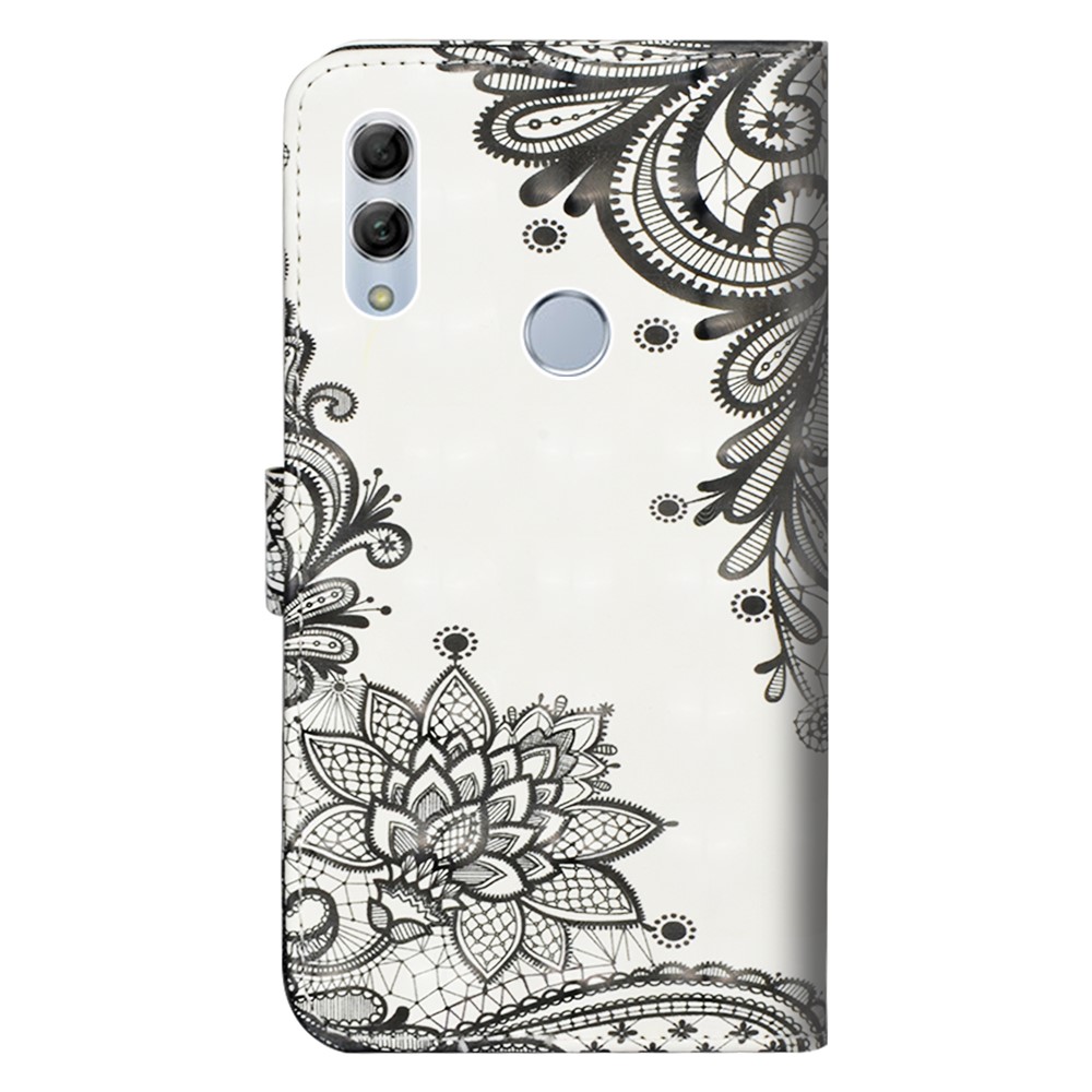 Padrão Printing Spot Spot Decoração Castão de Couro Para Huawei Honor 10 Lite / P Smart (2019) - Flor de Renda-4