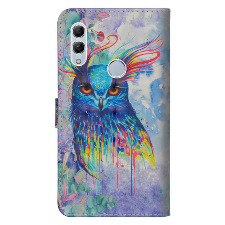 Pattern Printing Light Spot Decor Leather Wallet Cell Phone Case for Huawei Honor 10 Lite / P Smart (2019) - Colorful Owl-4
