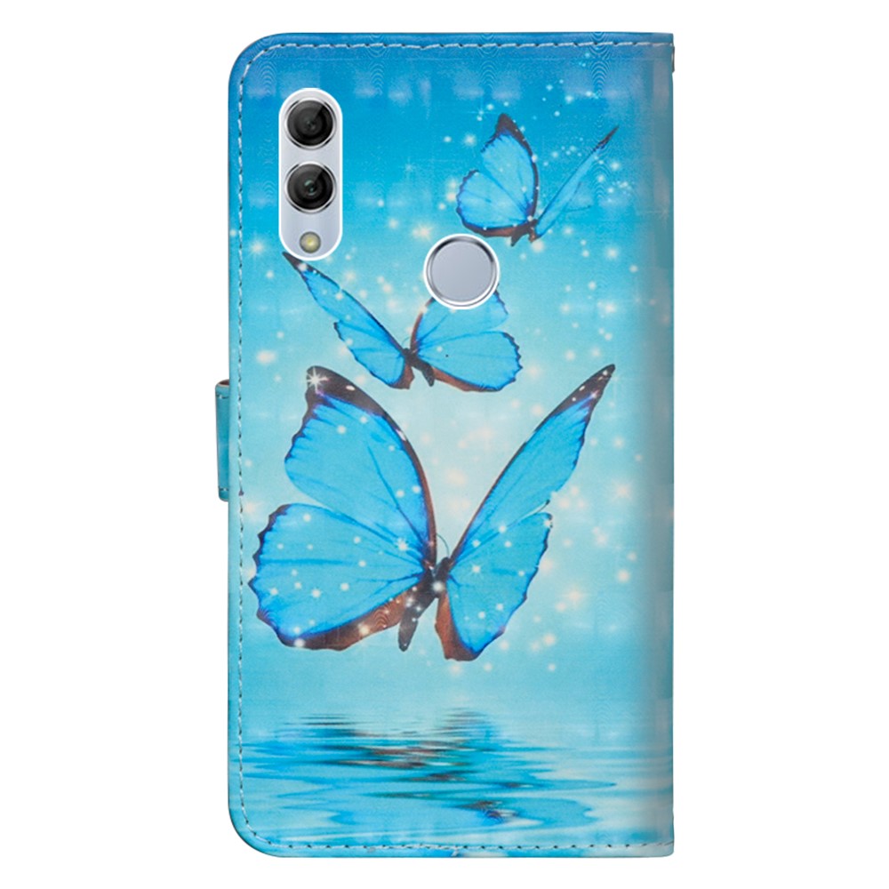 Pattern Printing Light Spot Decor Leather Wallet Flip Case for Huawei Honor 10 Lite / P Smart (2019) - Blue Butterfly-4