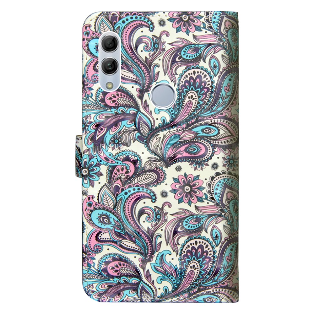 Pattern Printing Light Spot Decor Leather Wallet Flip Cover for Huawei Honor 10 Lite / P Smart (2019) - Paisley Flower-4