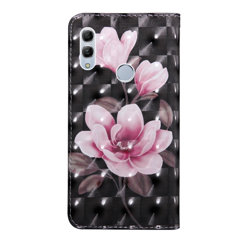 Light Spot Decor Patterned Wallet Leather Protection Case for Huawei Honor 10 Lite / P Smart (2019) - Pink Flowers-3