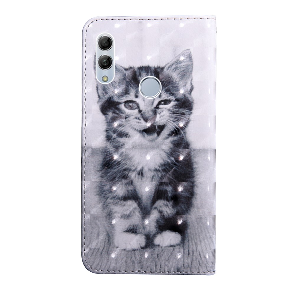 Leichtes Spot Dekor Gemustert Magnetischer Lederstand Cover Für Huawei Honor 10 Lite / P Smart (2019) - Liebenswerte Katze