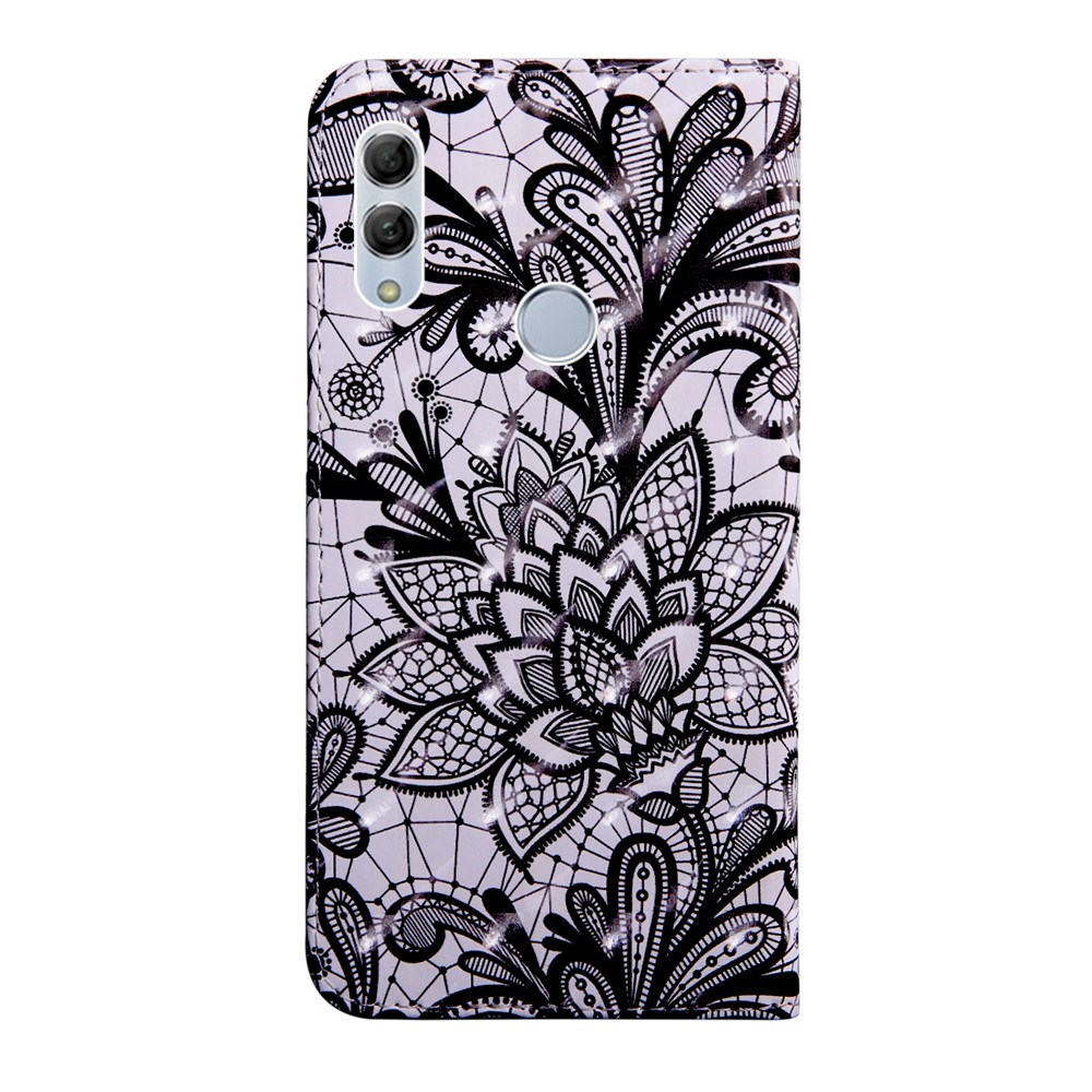 Light Spot Decor Patterned Phone Leather Wallet Case for Huawei Honor 10 Lite / P Smart (2019) - Lace Flower-3