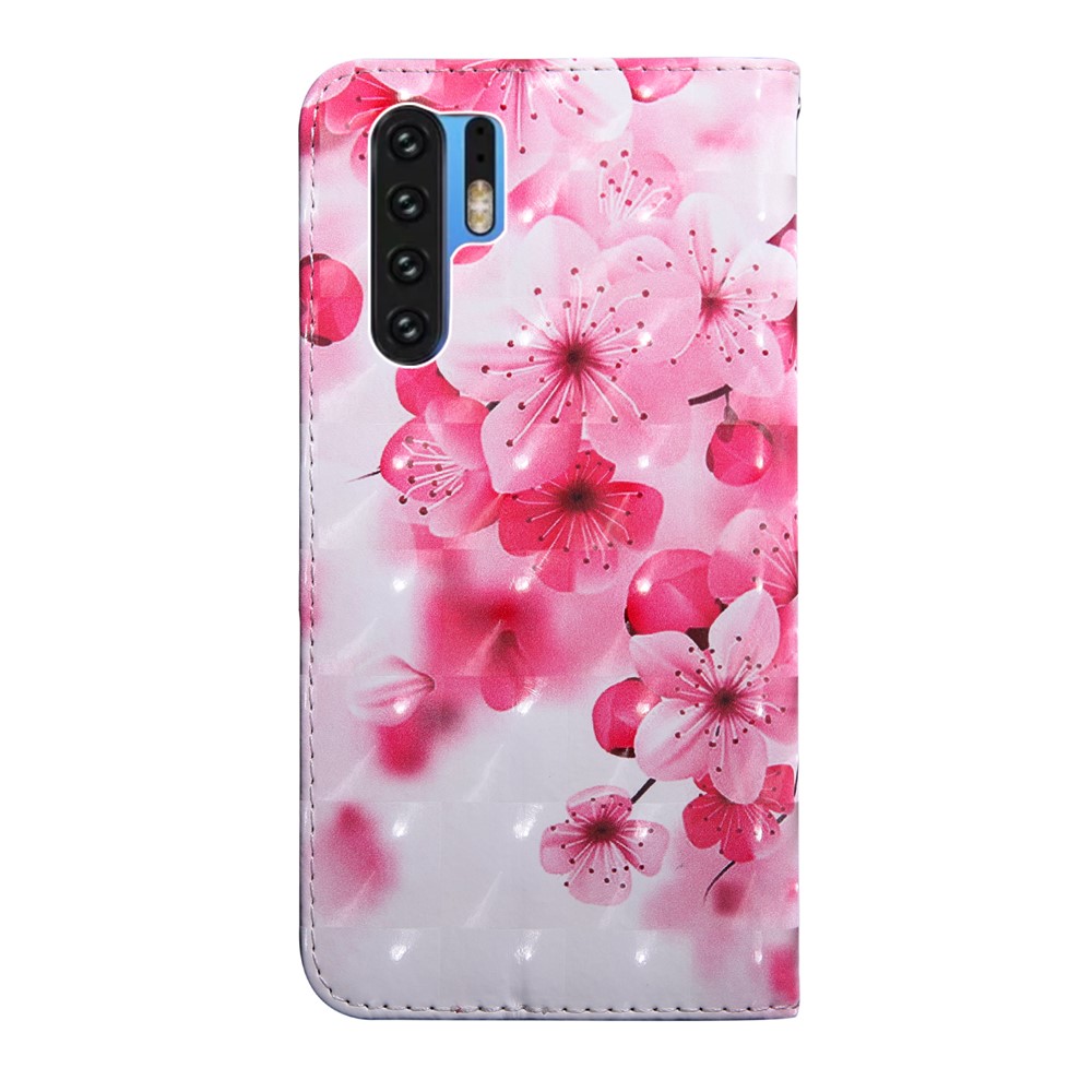 For Huawei P30 Pro Pattern Printing Light Spot Decor Protective Leather Shell - Peach Blossom-3