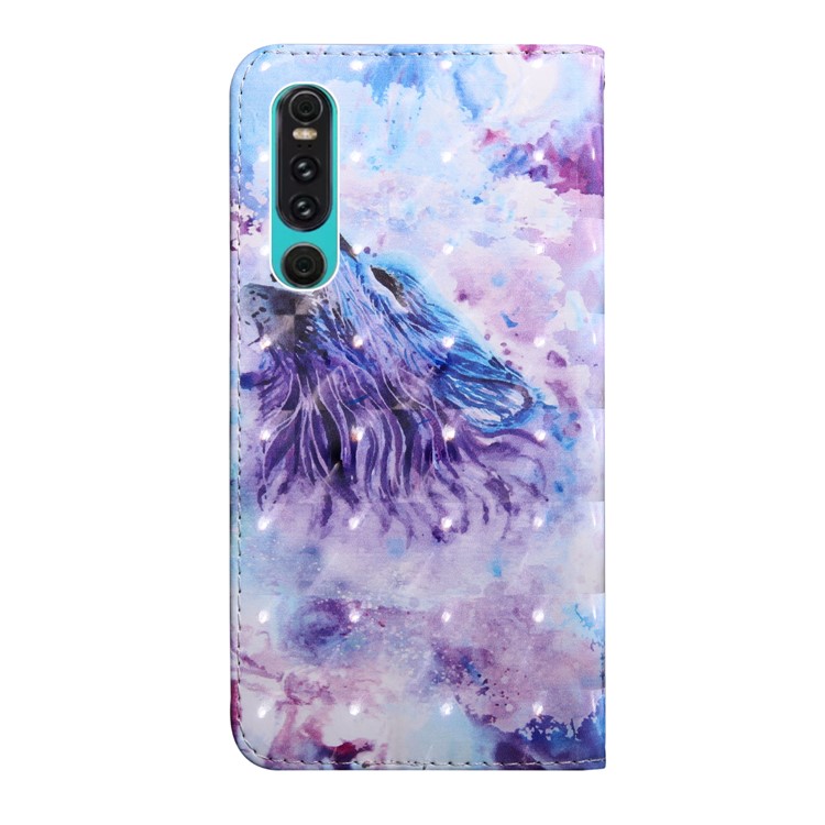 Light Spot Decor Patterned Wallet Leather Stand Cover for Huawei P30 - Howling Wolf-3